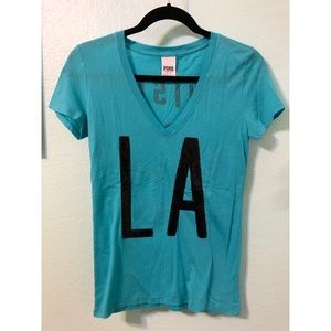 ✨2/$25 VS Pink LA sequined v-neck tee